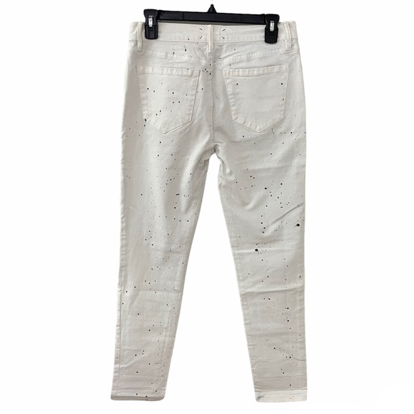 Lou & Grey Slouchy Skinny Off-White Denim Jeans with Black Splatter Paint Design - Picture 3 of 9